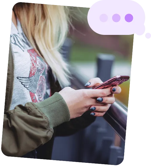 Woman typing a message